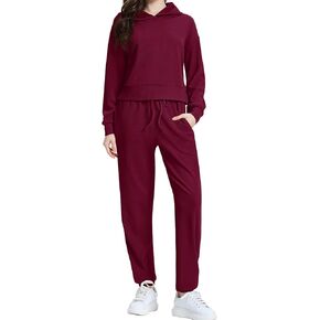 WIHOLL Two Piece Sets for Women Sweatsuit Hoodie and Sweatpants Sets Airport Fashion Outfits Tracksuit with Pocket