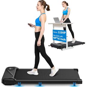 THERUN Walking Pad Treadmill Under Desk, Portable Mini Treadmill for Home/Office, Walking Pad Treadmill 2.5HP, Walking Jogging Machine with 265 lbs Weight Capacity Remote Control LED Display
