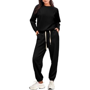 PRETTYGARDEN Women's 2 Piece Tracksuit Outfits Casual Long Sleeve Top High Waisted Sweatpants Lounge Jogger Set