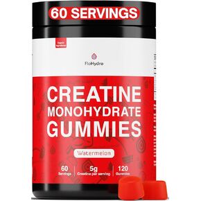 Creatine Monohydrate Gummies | 60 Servings | 5g Creatine Monohydrate per Serving | 120 creatine Gummies with Zero Sugar | All Organic Ingredients