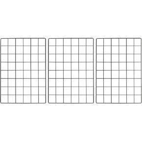 YOKIVE 3Pcs Iron Wire Grid Panel, Decorative Panels Board | Photo Pictures Display Holders Hanging Frame for Home Office (Black, 24"x12")