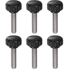 uxcell 8pcs Knurled Clamping Knobs M3 x 6mm Metric Zinc Plated Carbon Steel Male Thread Thumb Screw on Type 14mm Plastic Round Head Threaded Hand Bolt Stud Knobs Black