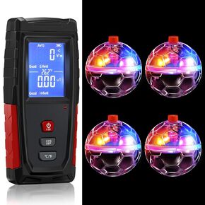 Ghost Hunting Equipment Kit Includes 1 Pcs Emf Detector 4 Pcs Light up Motion Activated Cat Balls, Home and Office Emf Detection Emf Meter LED Cat Balls for Outdoor Pet Cat Dog