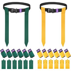 Flag Football Belts, 14 Player Adjustable Flag Football Set for Sports Training Competition (Green & Yellow)