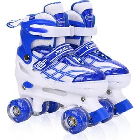 Adjustable Roller Skates for Kids Girls Boys Beginners 4Size Roller Skates with All Light up Wheels for Outdoor Indoor Sports
