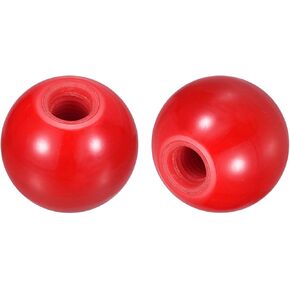 uxcell 2Pcs Threaded Ball Knobs, M16 Female Thread Phenolic Thermoset Ball Knob 50mm Dia Round Operation Ball Handles for Machine Lever Handle, Red