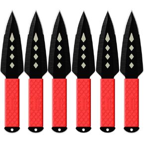 NedFoss KUNA Fixed Blade Knives 6Pack, 10" Full Tang Design, Inovative TPR Rubber Wrapped Handle, 0.2" Thick Blade Throwing Set with Sheath for Recreation and Competition