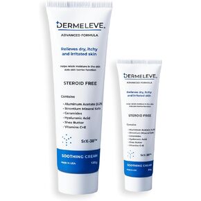 Dermeleve Home & Travel Bundle of 120g + 30g Anti-Itch Cream Extra Strength (2 Items) | Psoriasis, Seborrheic Dermatitis, Neuropathic (Nerve) Itch, Allergy, Hives, Viral Rash Cream for Skin