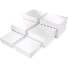Buffet Risers, Food Risers for Buffet Table, Display Stand Shelf for Catering Dessert Collectibles Jewelry Figures Show, 6''x7''x8'' Acrylic Cube Display Nesting Risers with 6 Hollow Bottoms
