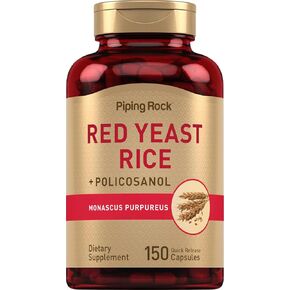 Piping Rock Red Yeast Rice 600 mg | 150 Capsules | with Policosanol | Non-GMO, Gluten Free Supplement