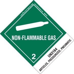 Labelmaster HSN7750 Non-Flammable Gas Label, UN3164 Articles, Pressurized, Pneumatic, Hazmat, 4.75" x 4" (Pack of 500)