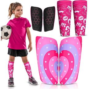 Pink Heart Unbreakable shin Guards Soccer Kids Includes Sleeves Soccer Shin Guards Youth, & Adults | Vibrant Colors, Lightweight & Durable shin Guards Youth | Ideal Gift