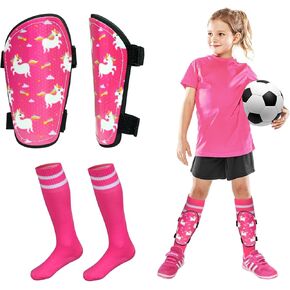 واقيات قصبة القدم للأطفال، مجموعة JAOBHAHY 4 قطع من وسادات قصبة القدم وجوارب كرة القدم للأطفال الصغار للفتيات، بطانة EVA تقلل من التأثير والإصابات للأطفال من عمر 3-5 4-6 5-8 in Kuwait