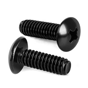 M4 x 40mm Truss Head Machine Screws for Cabinet Drawer Knob Pull Handle, 304 Stainless Steel 18-8, Black Finish, 40 PCS