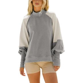 Women's Sweatshirts Crewneck Long Sleeve Tunic Sweaters Tops Oversized Color Block Pullover 2024 Fall Clothes