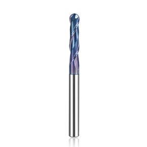 SpeTool Ball Nose CNC Spiral Router Bits, Double Flutes Carbide End Mill 1/4 Inch Shank with TAC Coating, 3 inch Over Length