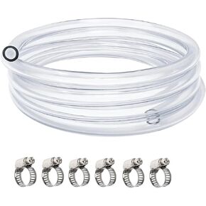 Zazolyne 10 Feet Beer Line Tubing No Plastic Taste,Beer Brewing Silicone tubes 3/16" ID(5mm),5/16" OD(9mm) Clear Silicone Tubing with 6 Hose Clamps for Kegs, Kegerator, Wine Making, Air Hose