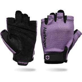Harbinger Power Gloves 3.0 - Durable Half Finger Weightlifting Gloves with Adjustable Wrist Closure, Breathable Leather Palm, Small, Women's