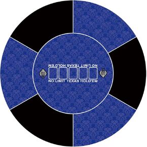 Round Poker Mat,39/47/55/63 inch 6-10 Person Texas Poker Rubber Mat, Foldable Tabletop, Portable Poker Tabletop, Suitable for Poker Games, Blackjack, Casino Layout(Blue 100 * 100CM)