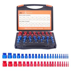 Nut and Bolt Thread Checker – Practical Thread Checker Box – Easy to Use Thread Checker Standard and Metric – Compact Bolt and Nut Identifier Gauge Box – 44 Male/Female Gauges