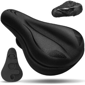 Bike Seat Cushion, Gel Padded Bike Seat Cover for Men Women Comfort, Extra Soft Padding Bicycle Seat Cushion for Peloton Bike, Stationary Exercise Bike, Road Bike, Mountain Bike, Cruiser, Ebike