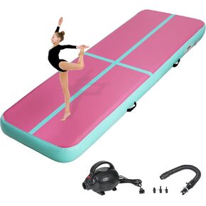 Inflatable Gymnastics Air Tumbling Track Mat 6ft 10ft 13ft 16ft 20ft, Air Tumble Track Mat with Electric Air Pump for Kids Adults Home Outdoor Training Cheerleader Yoga Water Park