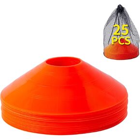 Football Goalie Cones Set with Carrying Bag, 25 Pieces, for Indoor/Outdoor Practice and Games