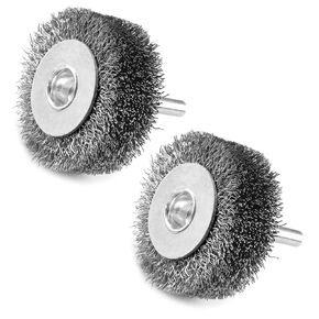 2 Pack 2 Inch Wire Brush Wheel for Drill, 0.0118" Coarse Crimped Carbon Steel Wire,1/4 Inch Round Shank, Wire Brush Drill Attachments,Heavy Duty Wire Brush for Rust,Corrosion,Paint Removal