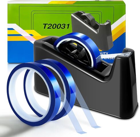 Heat Resistant Tape, 2Pack 20mmx33m(107ft) & 3 Pack10mmx33mm(107ft) Transparent Blue Heat Tape for Sublimation High Temperature Heat Transfer Tape for Heat Sublimation Press in Saudi Arabia