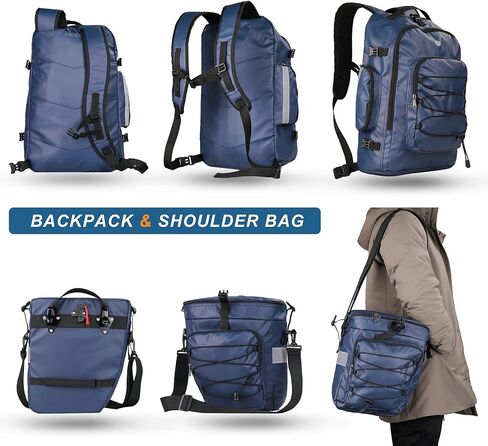 HUNTVP Bike Bag Bike Pannier Bag 3 in 1 Rack Saddle Bag Backpack Rear Seat Bag Shoulder Bag Laptop Pannier Cargo Rack Bicycle Bag with Rain Cover in Saudi Arabia
