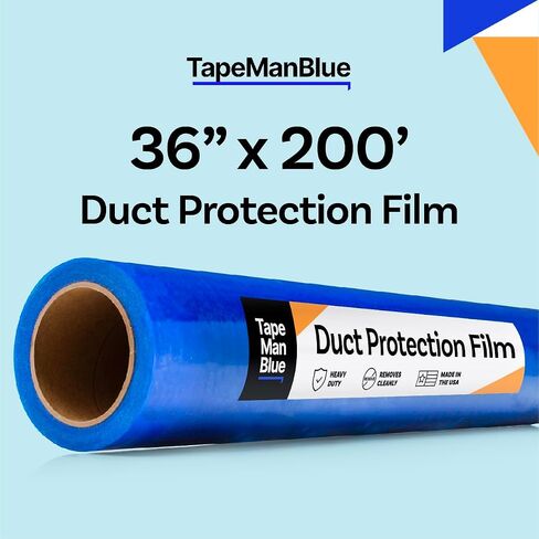 Duct Protection Film, 24 inch x 200 feet, Made in USA, Temporary Protective Film for HVAC Ductwork, Blue Self Adhesive Duct Protector Film with Clean Removal (Blue, 24 inch x 200 feet) in Saudi Arabia