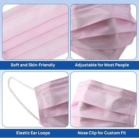 JMU 50pcs Disposable Face Masks Purple, 3-ply Protection Medical Masks, ASTM Level 1 in Kuwait