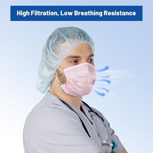 JMU 50pcs Disposable Face Masks Purple, 3-ply Protection Medical Masks, ASTM Level 1 in Kuwait