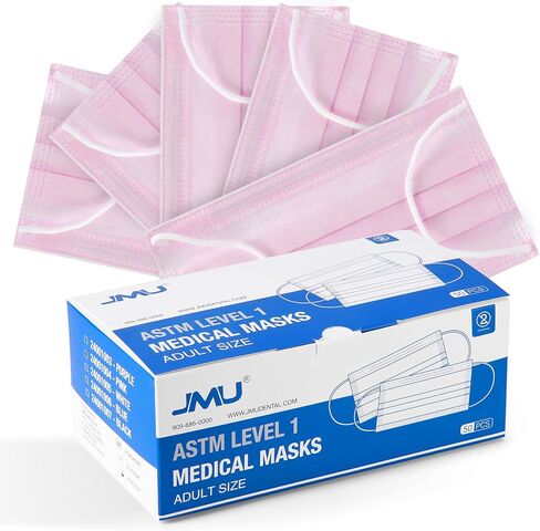 JMU 50pcs Disposable Face Masks Purple, 3-ply Protection Medical Masks, ASTM Level 1 in Kuwait