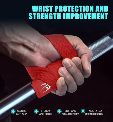 HiRui Cotton Lifting Wrist Straps (Pair) for Weightlifting Powerlifting Bodybuilding Strength Training | Wrist Support Wraps for Enhanced Grip & Stability - Soft & Durable, 13 inch Fits All in Saudi Arabia