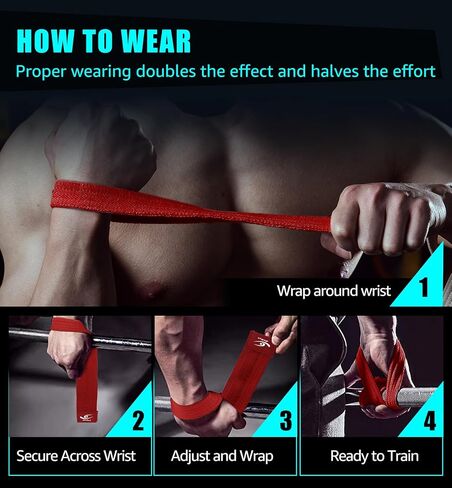 HiRui Cotton Lifting Wrist Straps (Pair) for Weightlifting Powerlifting Bodybuilding Strength Training | Wrist Support Wraps for Enhanced Grip & Stability - Soft & Durable, 13 inch Fits All in Saudi Arabia