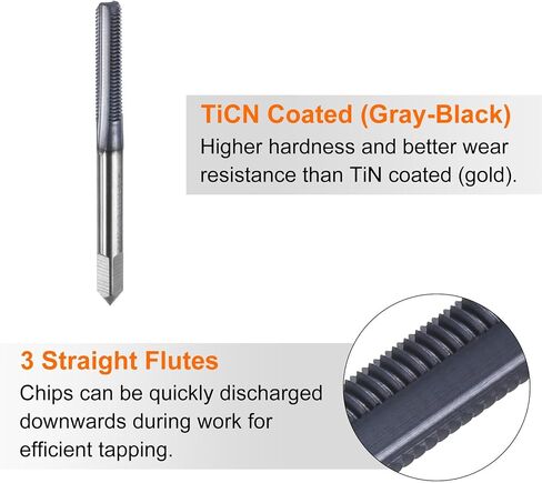 HARFINGTON M5.5 x 0.5 Metric Thread Tap 6542 Cobalt High-Speed Steel TiCN Coated Plug Tap Right Hand 3 Straight Flutes Screw Threading Hand Tap in Saudi Arabia