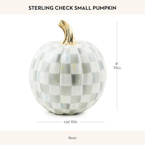 MACKENZIE-CHILDS Small Pumpkin, Resin Halloween Home Decor, Pink-and-White Bubblegum Pink Check in Saudi Arabia