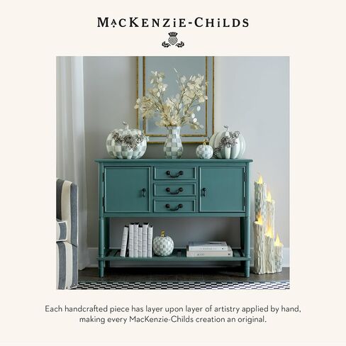 MACKENZIE-CHILDS Small Pumpkin, Resin Halloween Home Decor, Pink-and-White Bubblegum Pink Check in Saudi Arabia