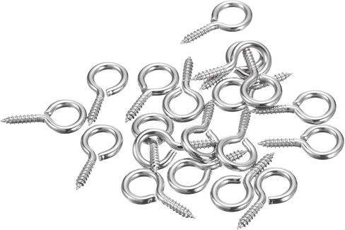 uxcell 50Pcs Eye Screws, 304 Stainless Steel 20x10mm Small Self Tapping Screw Hooks Ring Mini Eye Pins for DIY Handwork Wooden Clay Pendants Cork Bottles, Silver in Saudi Arabia