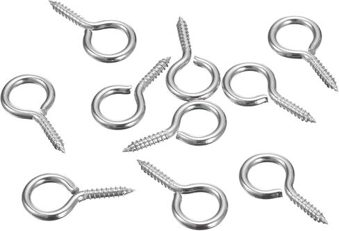 uxcell 50Pcs Eye Screws, 304 Stainless Steel 20x10mm Small Self Tapping Screw Hooks Ring Mini Eye Pins for DIY Handwork Wooden Clay Pendants Cork Bottles, Silver in Saudi Arabia