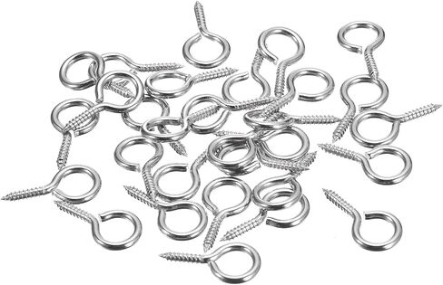 uxcell 50Pcs Eye Screws, 304 Stainless Steel 20x10mm Small Self Tapping Screw Hooks Ring Mini Eye Pins for DIY Handwork Wooden Clay Pendants Cork Bottles, Silver in Saudi Arabia