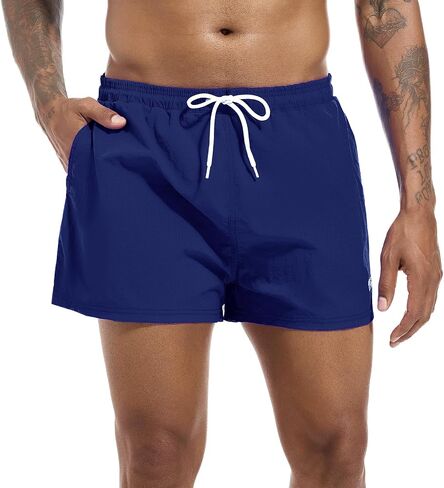 Mens Swim Trunks 3 Inch Inseam Short Swimwear Bathing Suit Quick Dry Mesh Beach Swimming Shorts in Saudi Arabia