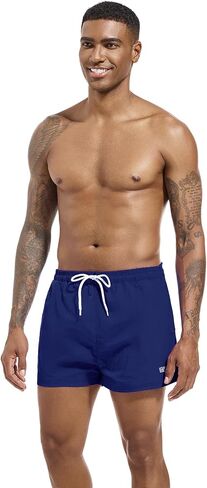 Mens Swim Trunks 3 Inch Inseam Short Swimwear Bathing Suit Quick Dry Mesh Beach Swimming Shorts in Saudi Arabia