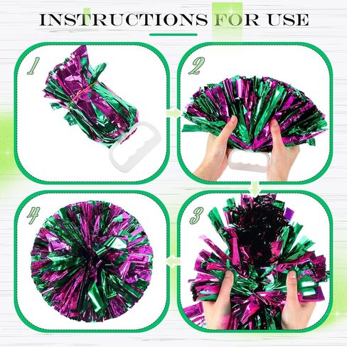 Jexine 8 Pcs 11.8 Inch Metallic Cheerleading Pom Poms Large Hair Bows for Team Cheering Football Baseball Softball Dance in Saudi Arabia