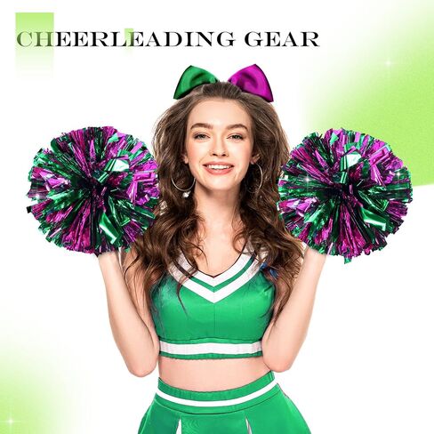 Jexine 8 Pcs 11.8 Inch Metallic Cheerleading Pom Poms Large Hair Bows for Team Cheering Football Baseball Softball Dance in Saudi Arabia