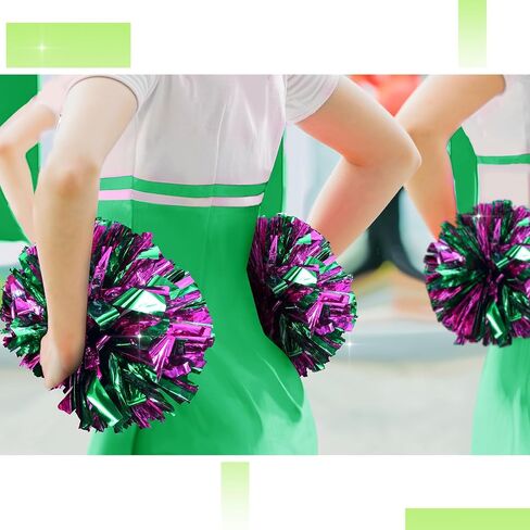 Jexine 8 Pcs 11.8 Inch Metallic Cheerleading Pom Poms Large Hair Bows for Team Cheering Football Baseball Softball Dance in Saudi Arabia