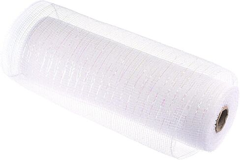 MECCANIXITY PP Burlap Mesh 10 Inch x 10 Yard Tinsel Foil Stripe Wrapping Ribbon for Home Outdoor Wreath Decoration, 1 Roll (Light Red+Gold) in Kuwait
