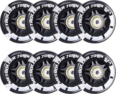 8 Pack 70mm Light up 82A Inline Skate Wheels with ABEC-7 Bearing, Indoor Outdoor Inline Skate Wheels Replacement Roller Blade Wheels Without Tool in Saudi Arabia
