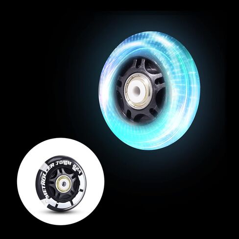 8 Pack 70mm Light up 82A Inline Skate Wheels with ABEC-7 Bearing, Indoor Outdoor Inline Skate Wheels Replacement Roller Blade Wheels Without Tool in Saudi Arabia